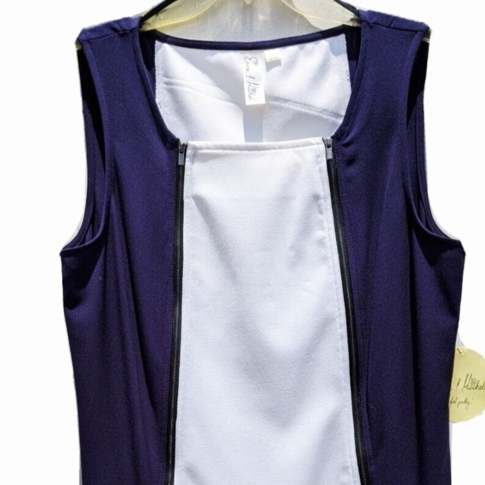 Emma & Michele 6 Vintage White & Blue Sleeveless Midi Dress SHOWSTOPPER GREAT UC - Picture 14 of 17